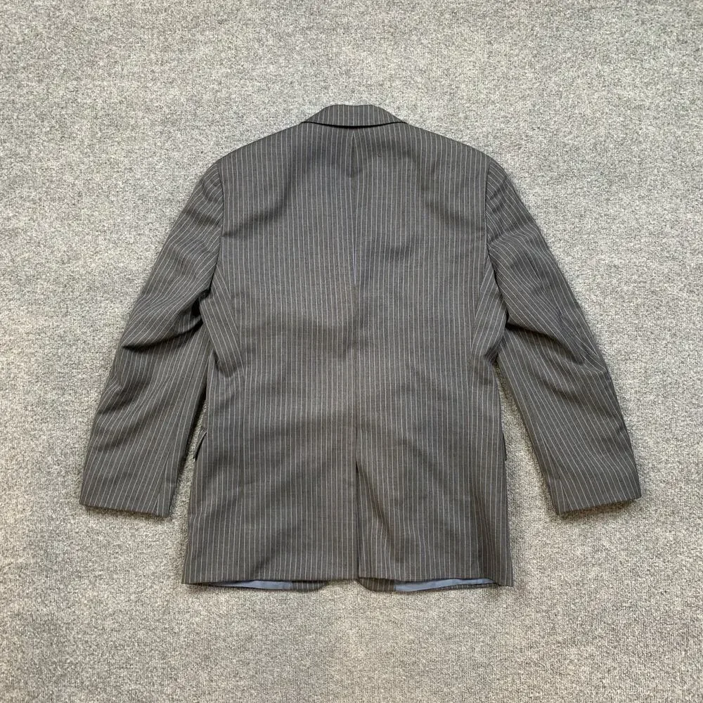Vintage Hugo Boss Blazer Mens 38S Short Gray Wool Rossellini Pinstripe 3-Button